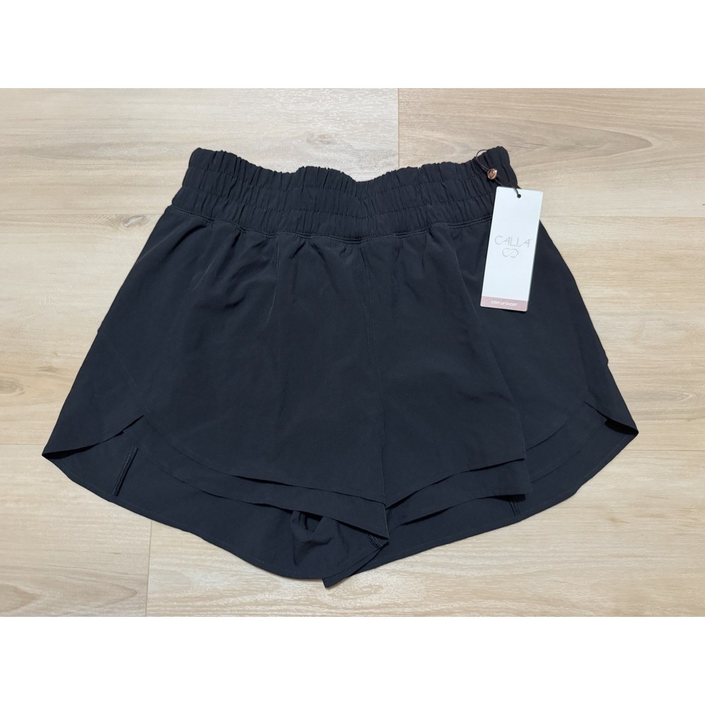 Calia High Rise Step Up Short 3 inch Inseam Womens Size Small Pure Black